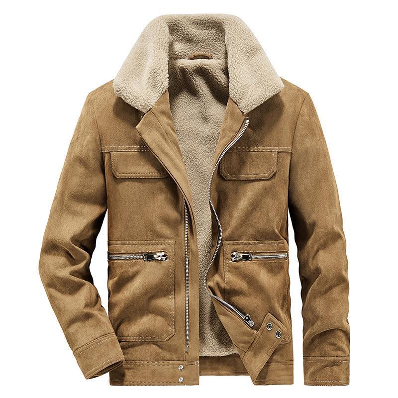 Herren Veloursimitatjacke im Fliegerstil mit Teddyfutter und Reißverschlusstaschen Echo Archiv