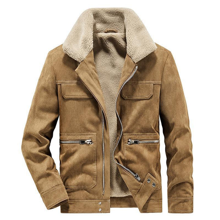 Herren Veloursimitatjacke im Fliegerstil mit Teddyfutter und Reißverschlusstaschen Echo Archiv