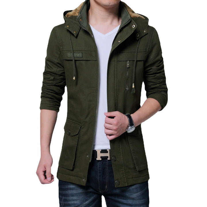 Herren Canvas‑Utility‑Parka mit Kapuze und Teddyfutter – Taviero