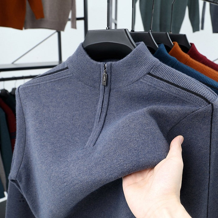 Herren Fleece-Pullover mit moderne Stehkragen und halbem Reißverschluss Echoarchiv