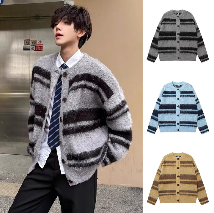Damen Kuschelige Strickjacke mit Streifen Echoarchiv