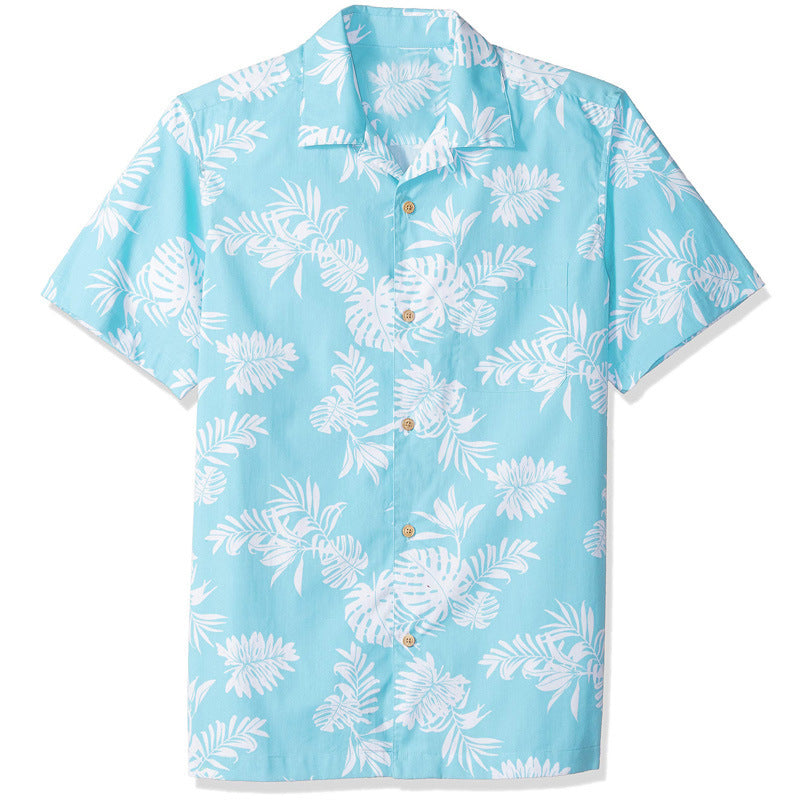 Herren Kurzarm-Hemd im modernen Hawaii-Design mit floralem Muster und hochwertigem Stoff Echoarchiv