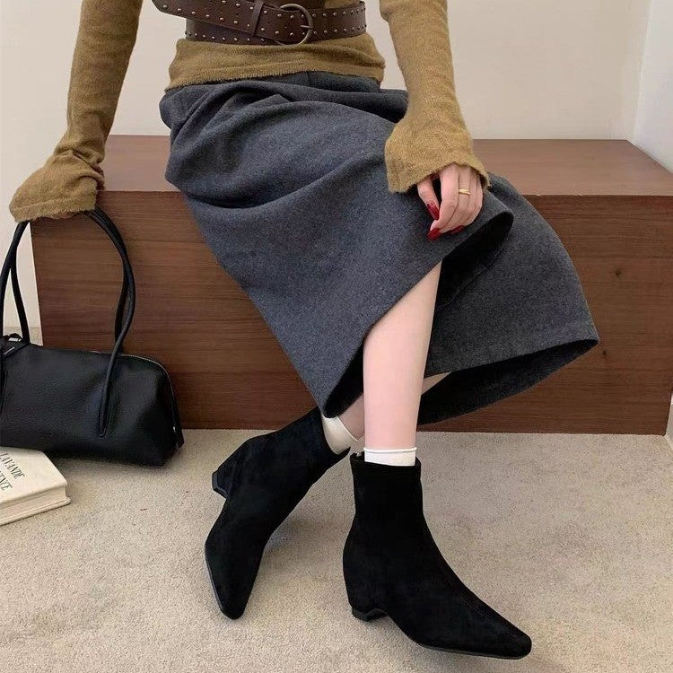 Damen elegante Ankle-Stiefeletten aus Veloursleder Echo Archiv
