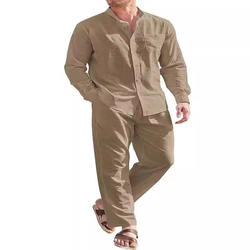 Herren elegantes Langarmhemd mit bequemer Hose Echoarchiv