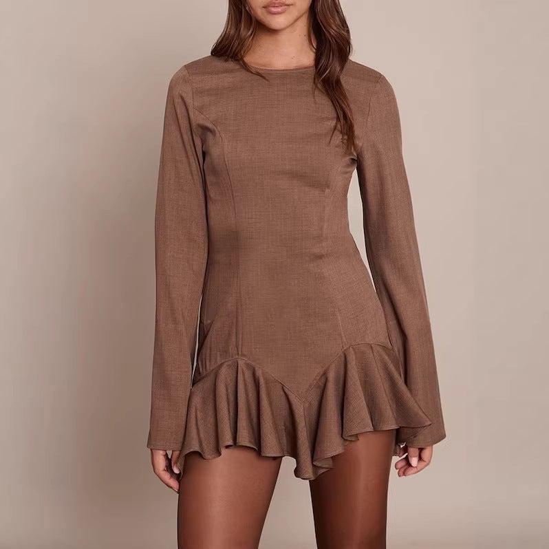 Damen Elegantes Wickelkleid mit Rüschensaum Echo Archiv