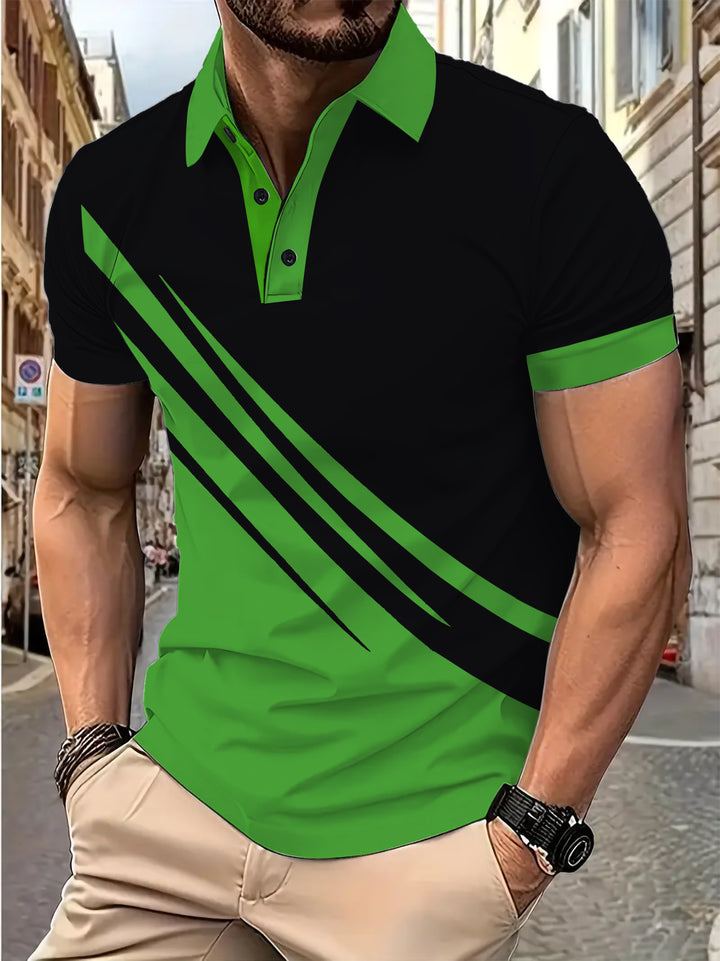 Herren Sportliches Poloshirt mit dynamischen Linienmustern Echoarchiv