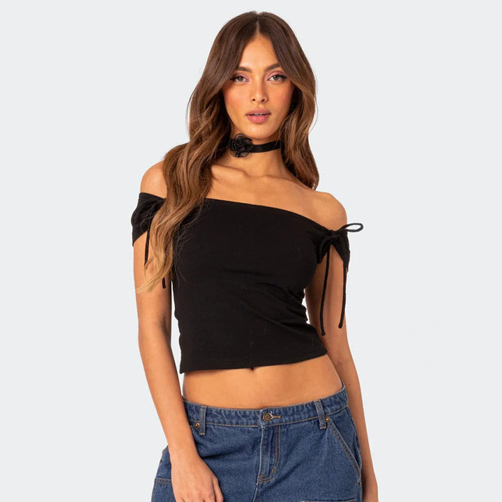 Damen Trägertop mit Off-Shoulder-Design und Bindegurten Echo Archiv