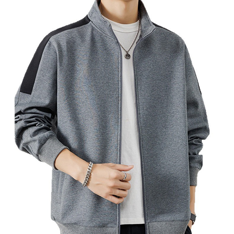 Herren Leichte Zip‑Trainingsjacke im Minimalstil mit Stehkragen und Kontrastpaspel Echo Archiv
