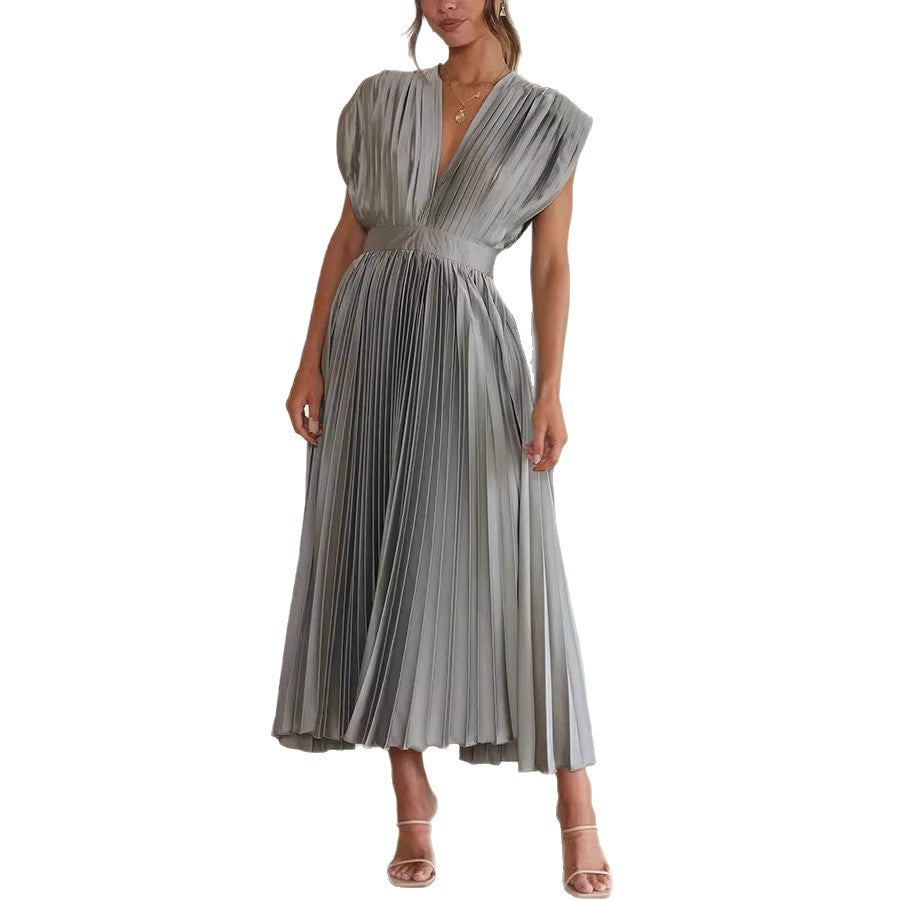 Damen Maxikleid mit Faltenwurf und tiefem V-Ausschnitt Echo Archiv