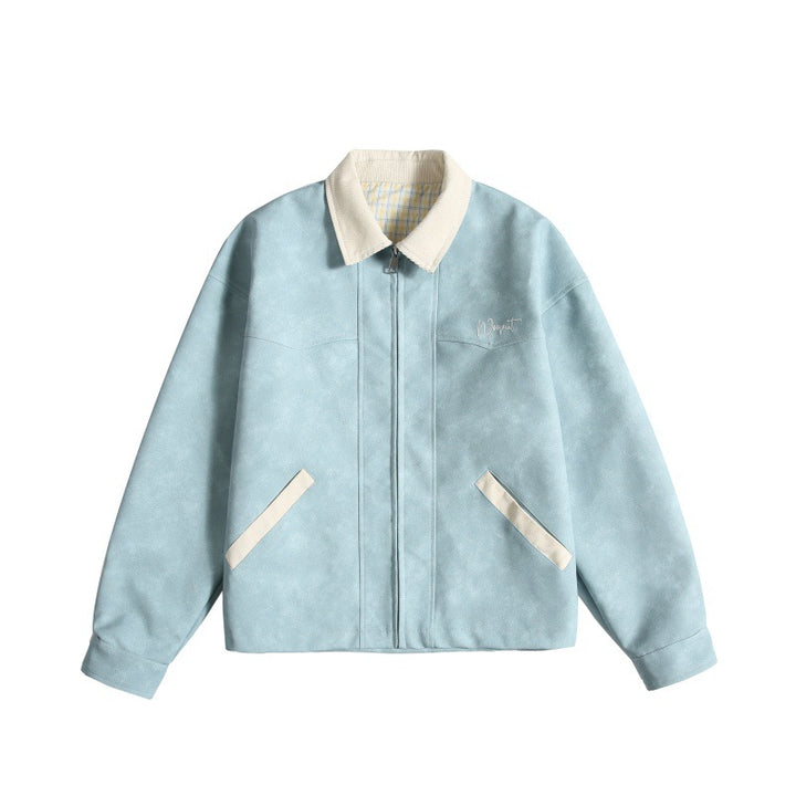 Damen Oversize Wildleder‑Optik Bomberjacke mit Cordkragen und verdecktem Reißverschluss Echoarchiv