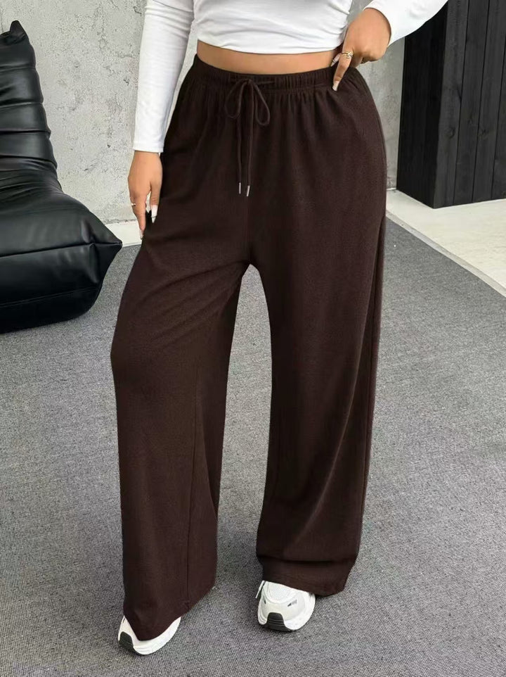 Damen nan weite Relaxhose mit hohem Bund elastischem Kordelzug und weitem Bein Echo Archiv