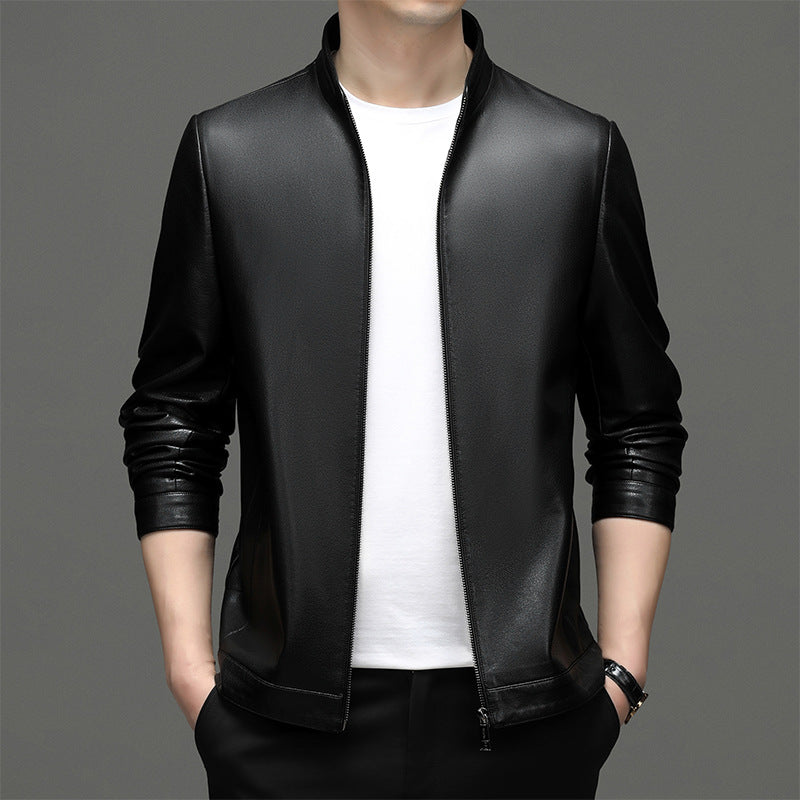 Herren lässige Kunstlederjacke mit modernem Stehkragen und eleganten Details Echoarchiv