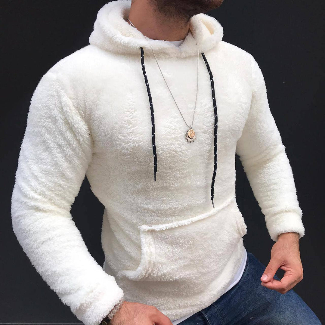 Herren Kuscheliger Fleece-Pullover mit praktischer Kängurutasche und Kapuze Echoarchiv