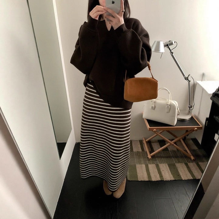 Damen Langer gestreifter Jerseykleid Echo Archiv