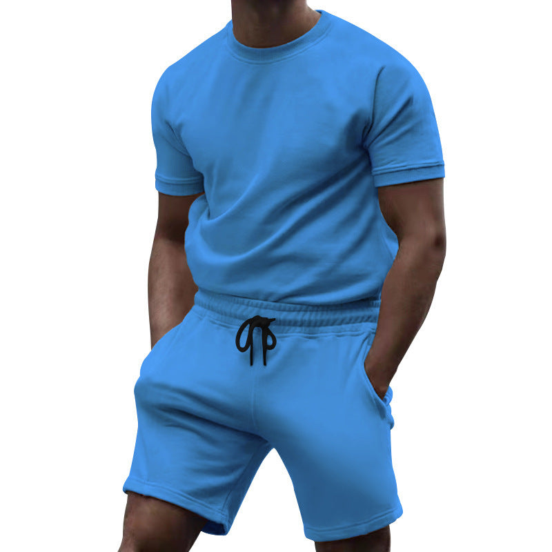 Herren nan kurzärmeliges Sweat-Set aus weichem Sweatstoff mit Rundhalsshirt und Kordelzug-Shorts Echo Archiv