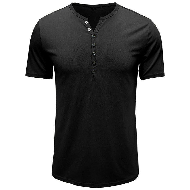 Herren Kurzarm-Hemd mit modischem Henley-Ausschnitt und komfortablem Schnitt Echoarchiv