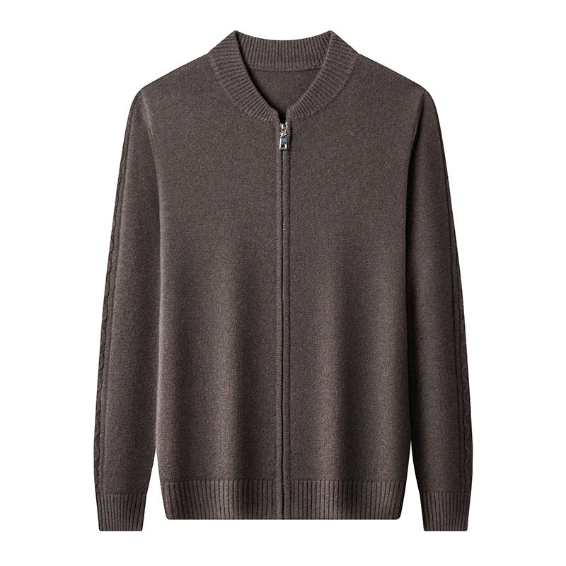 Herren feiner Strickjacke mit durchgehendem Reißverschluss und modernem Rundhalsausschnitt Echoarchiv