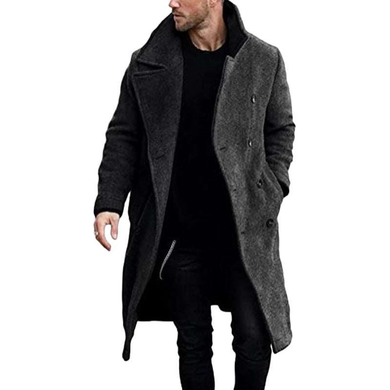 Herren eleganter Wollmantel mit klassischem Revers und doppelter Knopfleiste Echoarchiv