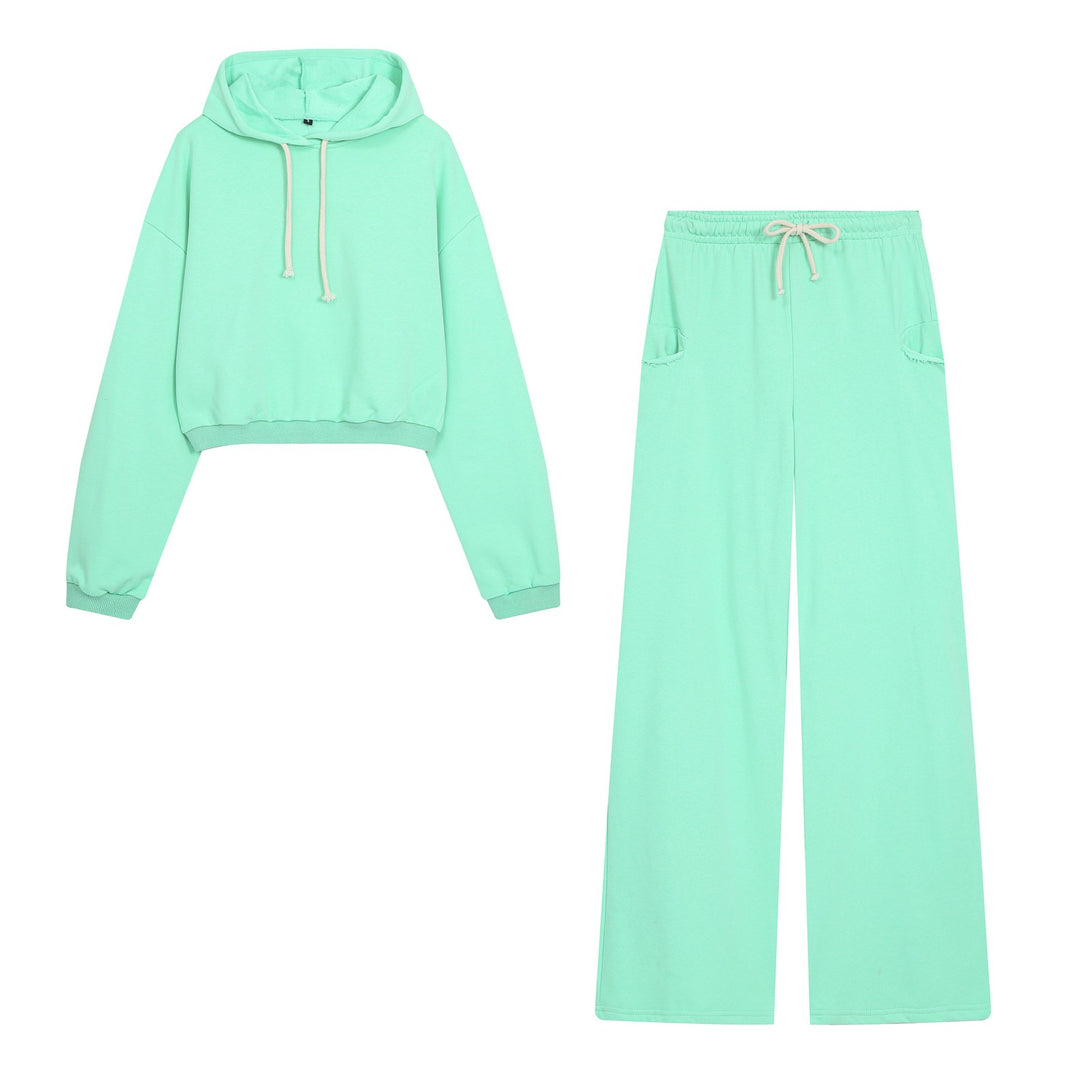 Damen Weite Jersey‑Loungehose mit Gummibund, Kordelzug und Fransen‑Taschen Echo Archiv