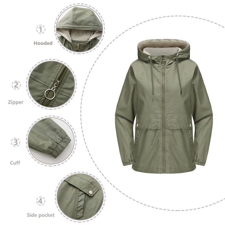 Damen nan leichter wasserabweisender Kapuzenparka mit Tunnelzug, Ringzipper und verdeckter Druckknopfleiste Echo Archiv