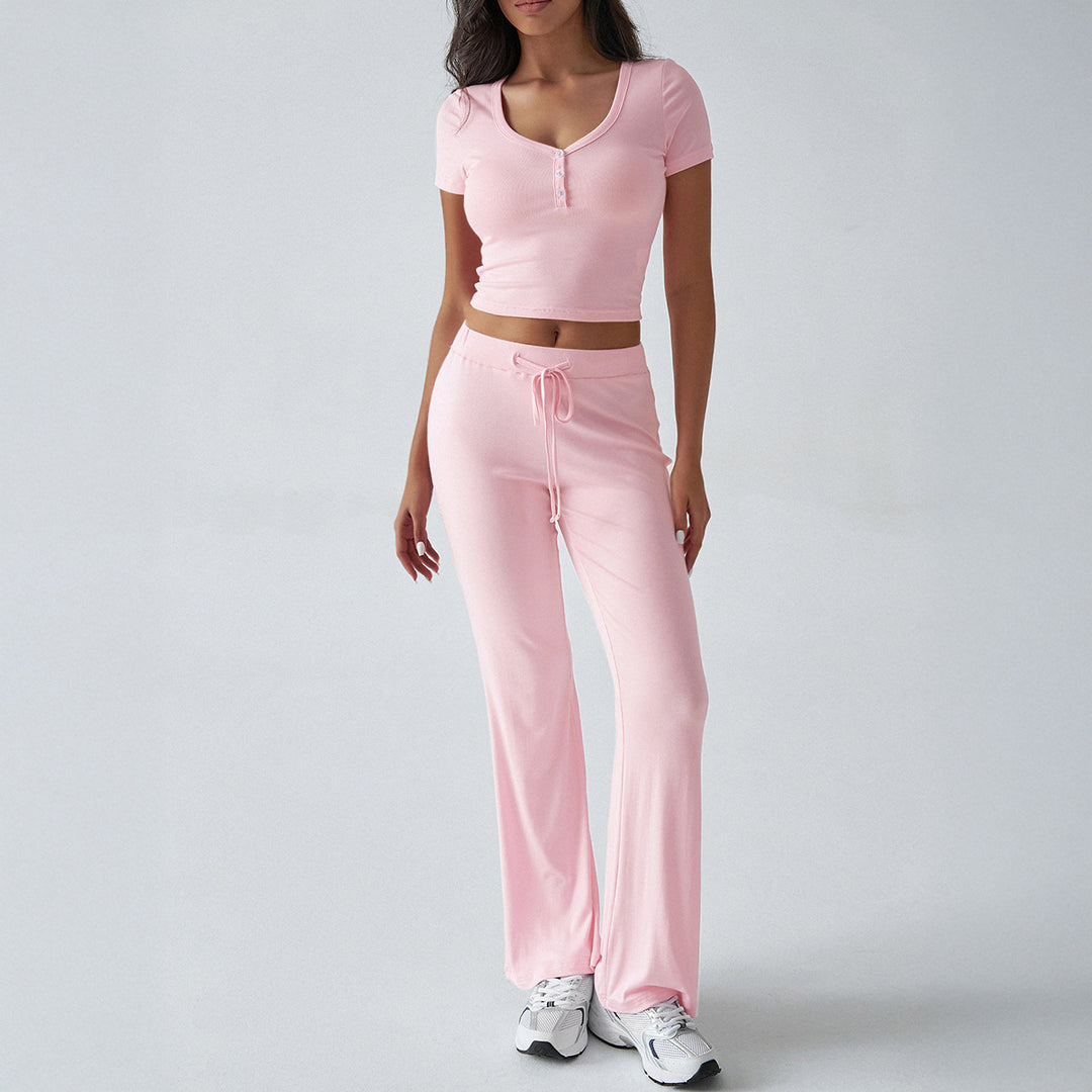 Damen Kombinations-Set mit cropped Oberteil und weiten Hosen Echo Archiv