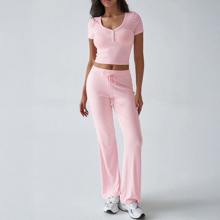 Damen Kombinations-Set mit cropped Oberteil und weiten Hosen Echo Archiv