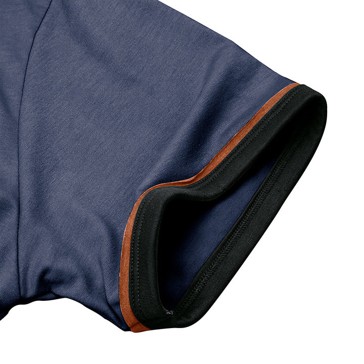 Herren Kurzarm-Henley-Shirt mit eleganten Kontrastdetails und bequemer Knopfleiste Echoarchiv