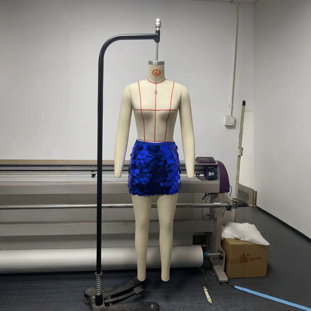 Damen Glitzernder Paillettenrock mit schimmernden Details und elastischem Bund Echo Archiv