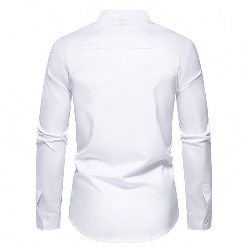 Herren modisches Designerhemd mit asymmetrischem Schnitt und innovativem Knopfdesign Echoarchiv