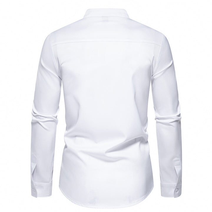 Herren modisches Designerhemd mit asymmetrischem Schnitt und innovativem Knopfdesign Echoarchiv