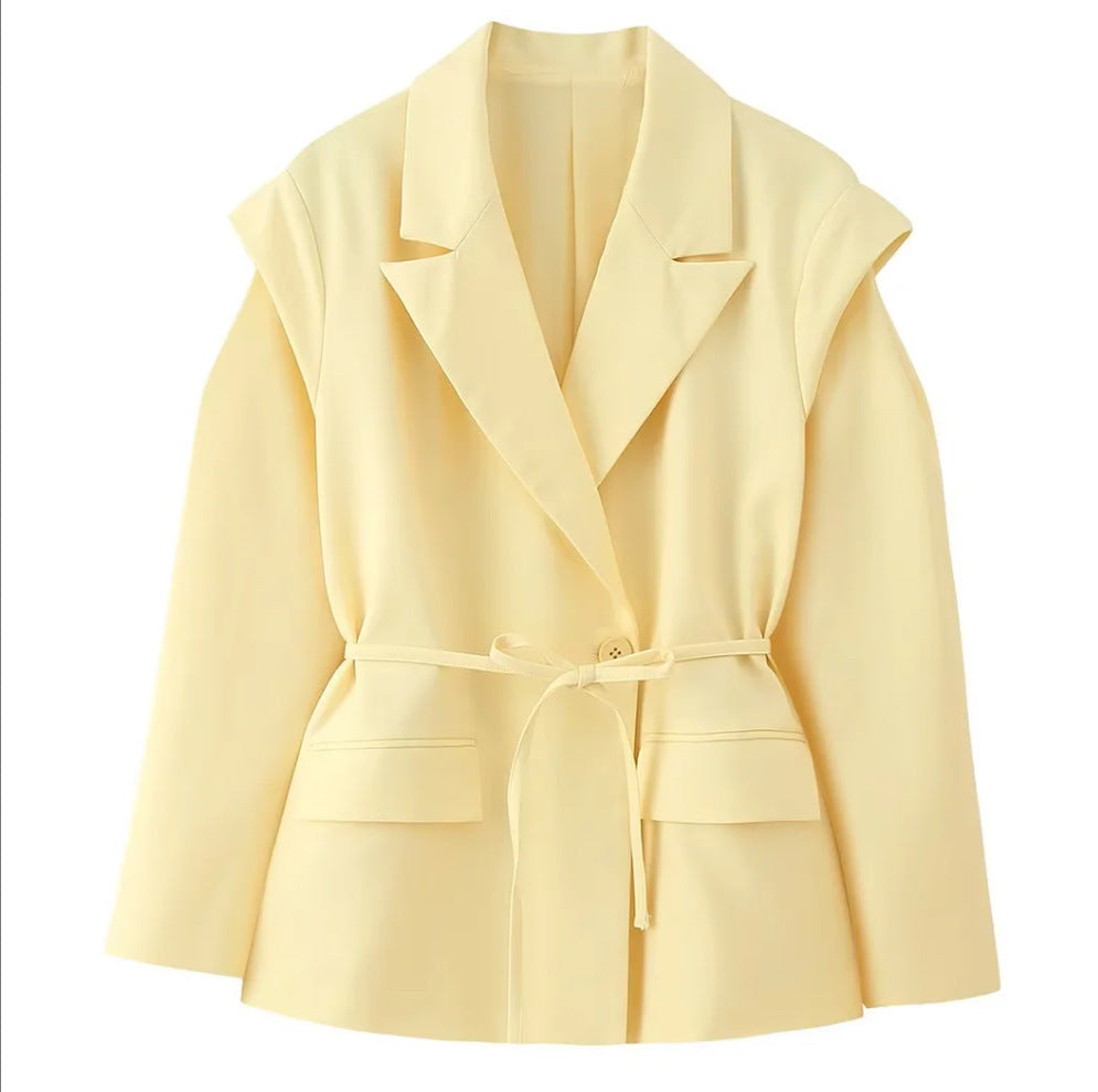 Damen Blazer mit Schulter-Cutouts, Taillengürtel und Ein-Knopf-Verschluss Echo Archiv