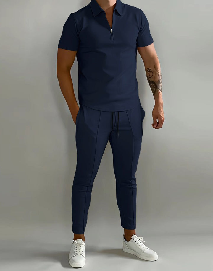 Herren Polo-Shirt mit modernem Reißverschluss und eleganter Passform Echoarchiv