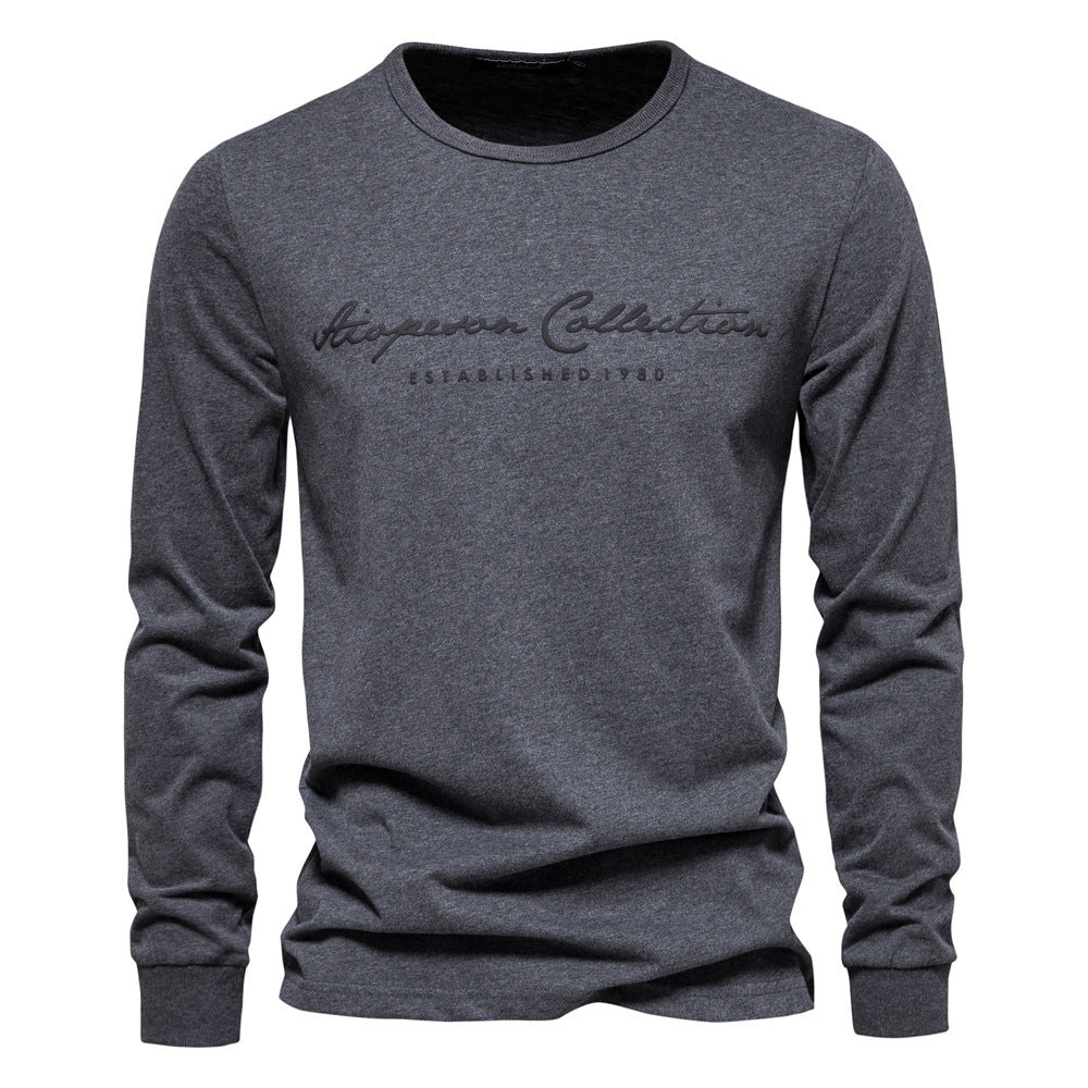Herren nan minimalistisches Rundhals-Sweatshirt aus Baumwollmischung mit gerippten Bündchen Echo Archiv