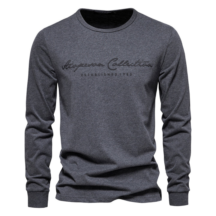 Herren nan minimalistisches Rundhals-Sweatshirt aus Baumwollmischung mit gerippten Bündchen Echo Archiv