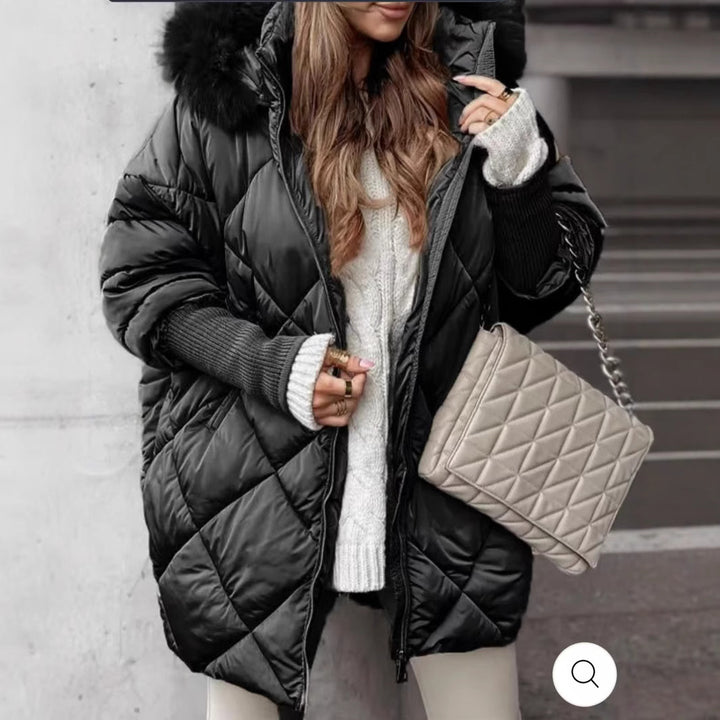 Damen nan weit geschnittener gesteppter Winterparka mit Kapuze Kunstpelzbesatz und Rippbündchen Echo Archiv