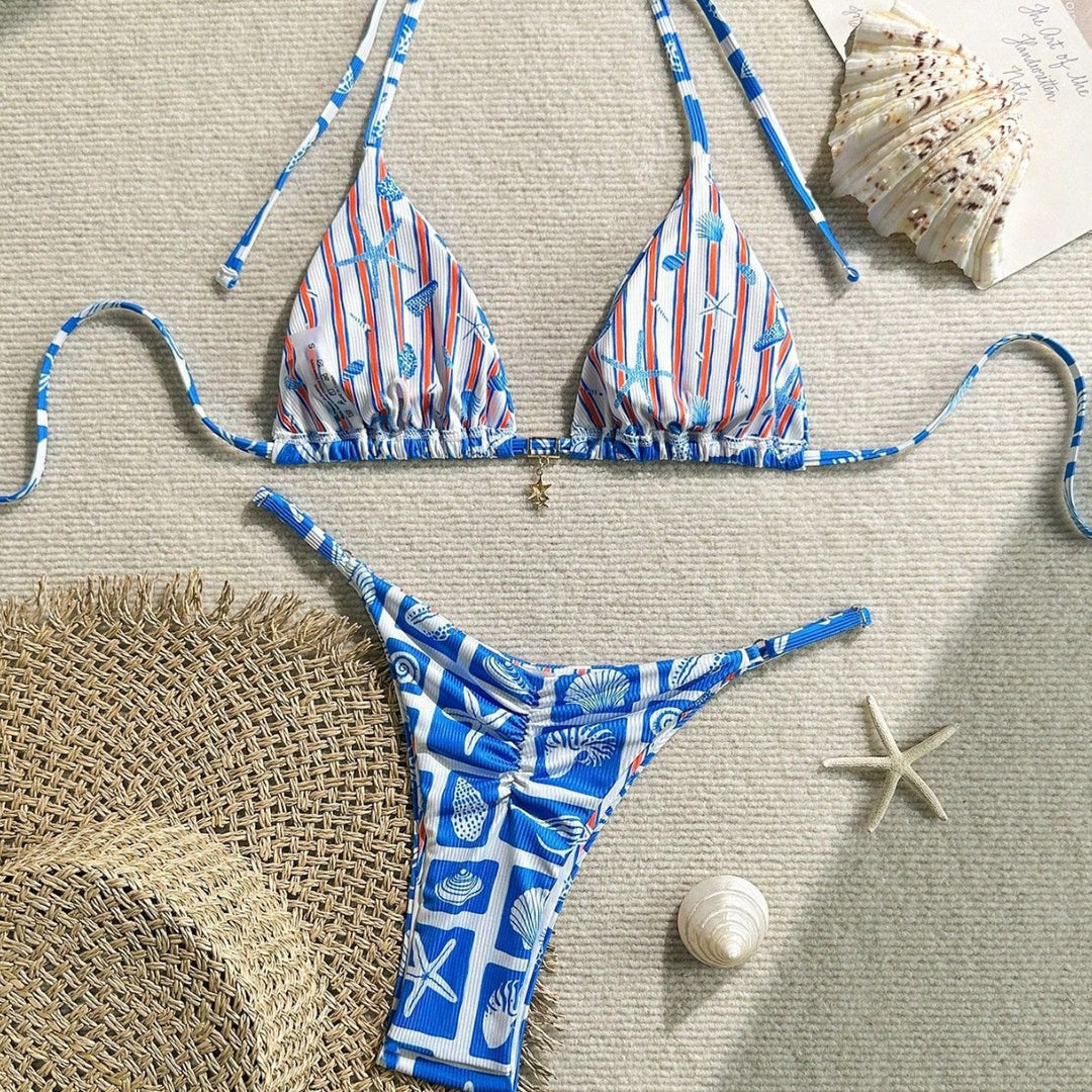 Damen Triangel-Bikini mit maritimem Muster Echo Archiv