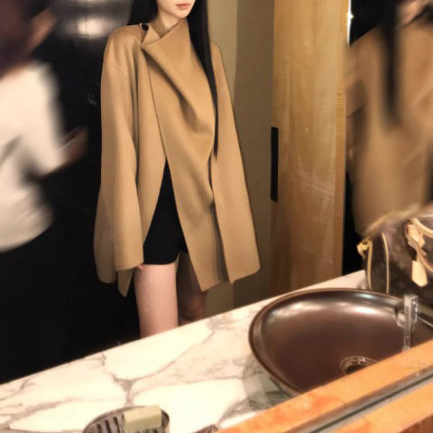 Damen Modischer Oversized-Wollmantel Echoarchiv