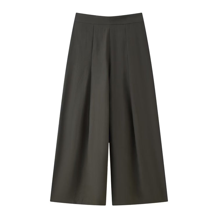 Damen 400+ weite Culotte‑Hose mit hoher Taille, verdeckter Knopfblende und vorderen Überlappungs‑Schlitzen Echo Archiv