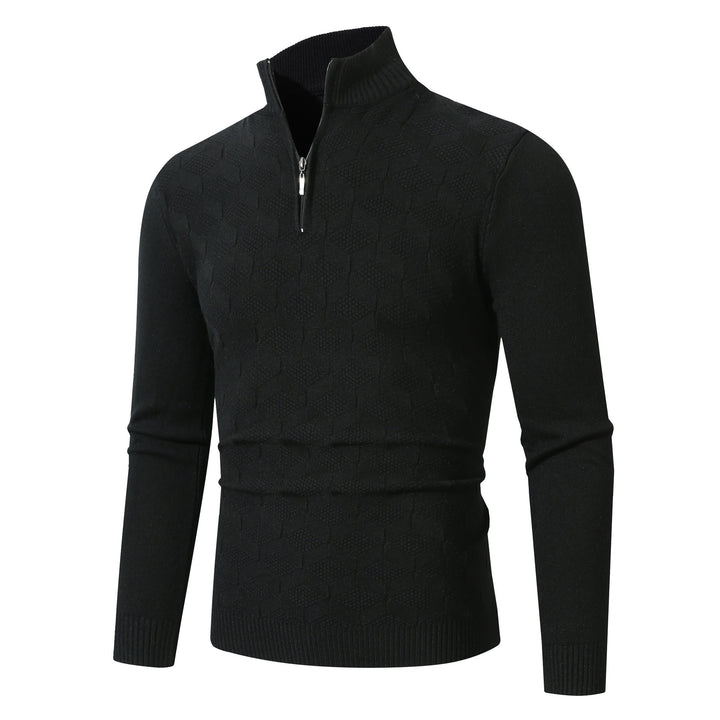Herren lässiger Strickpullover mit halbem Reißverschluss und strukturiertem Muster Echoarchiv
