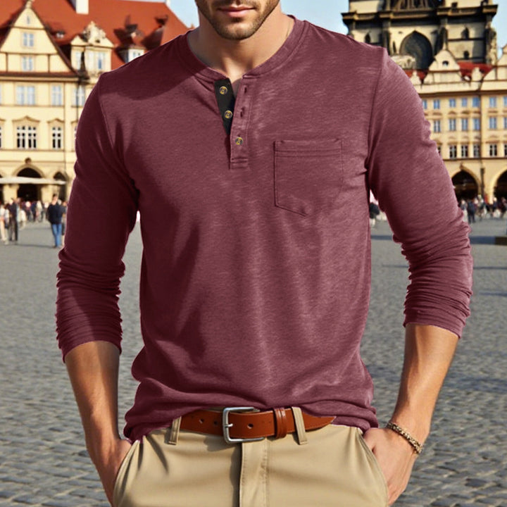 Herren Langarmshirt mit modischem Knopfdetail Echoarchiv