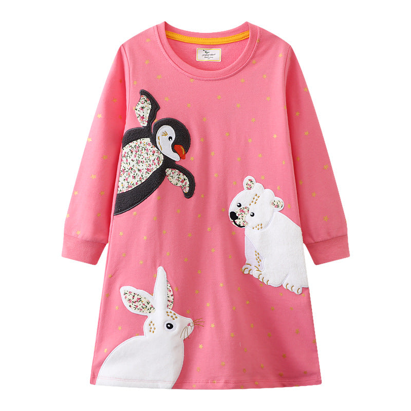Mädchen Langarmkleid mit niedlichem Tiermotiv Echo Archiv