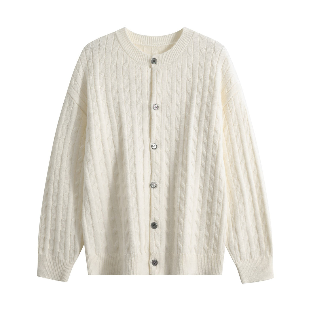Damen Grobstrick-Cardigan mit Zopfmuster, Rundhalsausschnitt & durchgehender Knopfleiste Echoarchiv