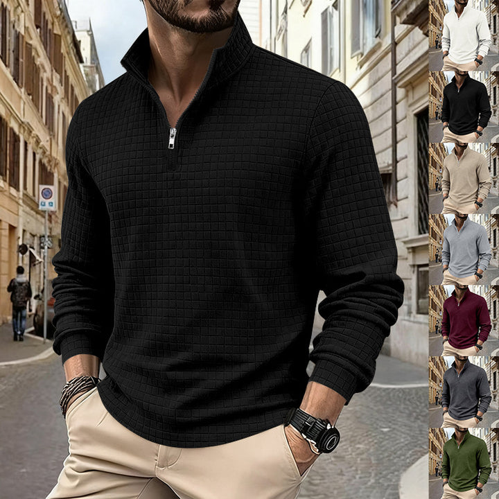 Herren sportlicher Pullover im strukturierten Design mit hallem Reißverschluss Echoarchiv
