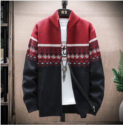 Herren Strickjacke mit nordischem Muster und modischem Reißverschluss – Terenzo