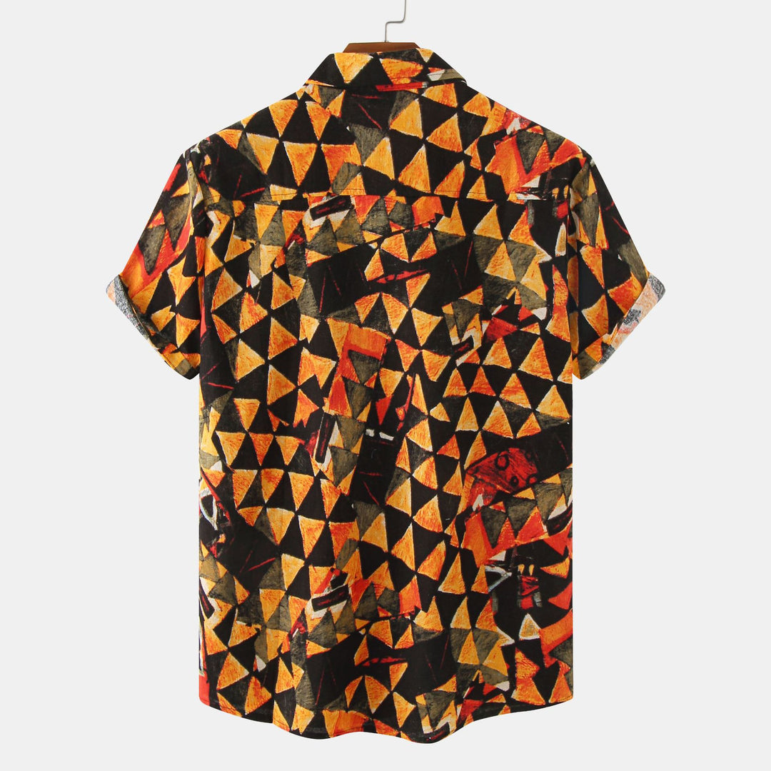 Herren Kurzarmhemd mit kreativem geometrischen Design Echoarchiv