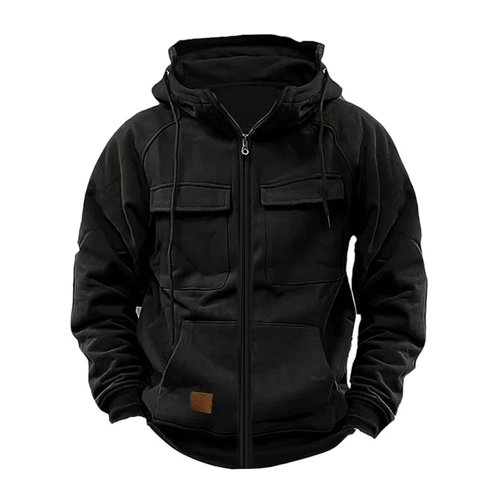 Herren multifunktionale Kapuzenjacke mit Reißverschluss und großzügigen Taschen Echoarchiv
