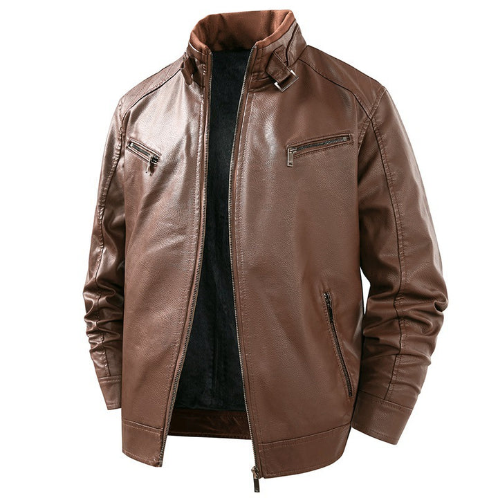Herren Modische Lederjacke mit Fleece-Futter Echo Archiv