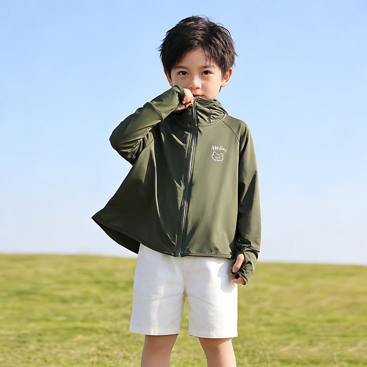 Unisex nan leichte UV-Schutz Sonnenjacke mit Kapuze und Daumenloch für Kinder  Echo Archiv