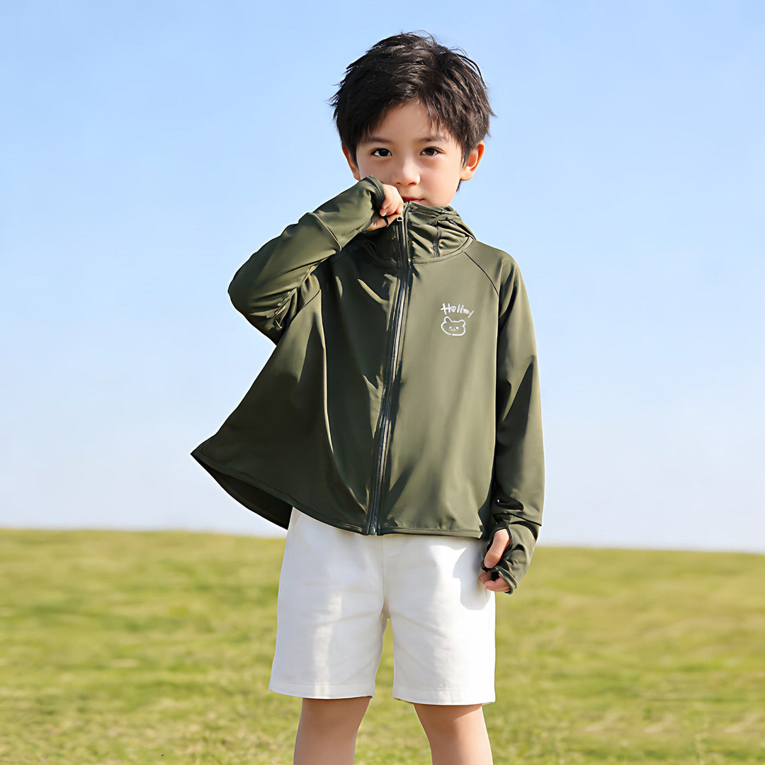 Damen nan leichte UV-Schutz Kinder-Kapuzenjacke mit durchgehendem Reißverschluss und atmungsaktiver Funktionsqualität  Echo Archiv