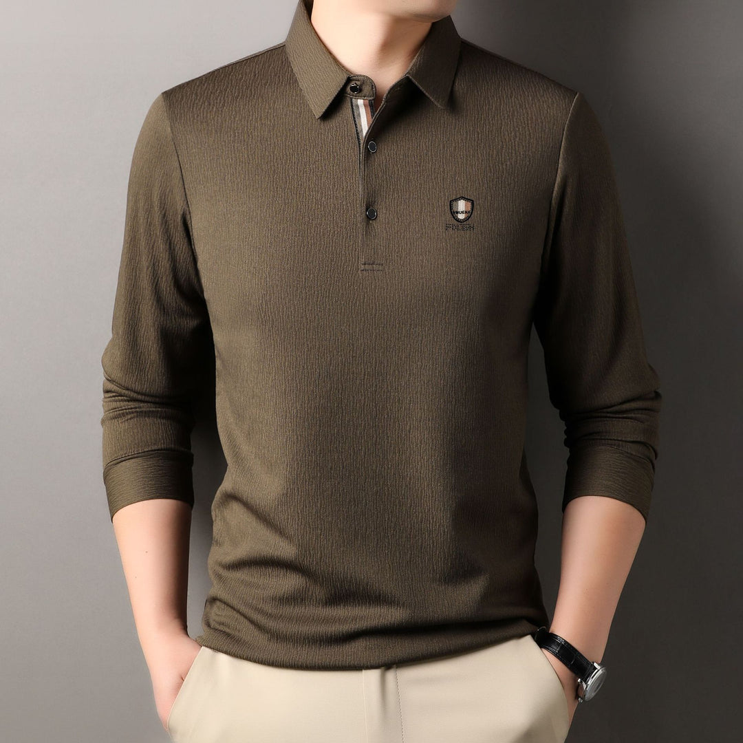 Herren elegantes Langarm Poloshirt mit strukturiertem Material und sportlichem Design Echoarchiv